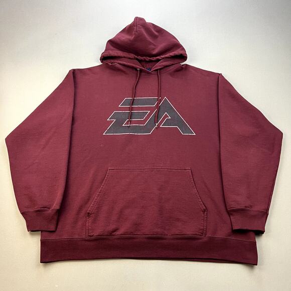 Vintage EA Sports Hoodie Sweatshirt Adult XL Maroon Electronic Arts Video Game - Picture 1 of 10